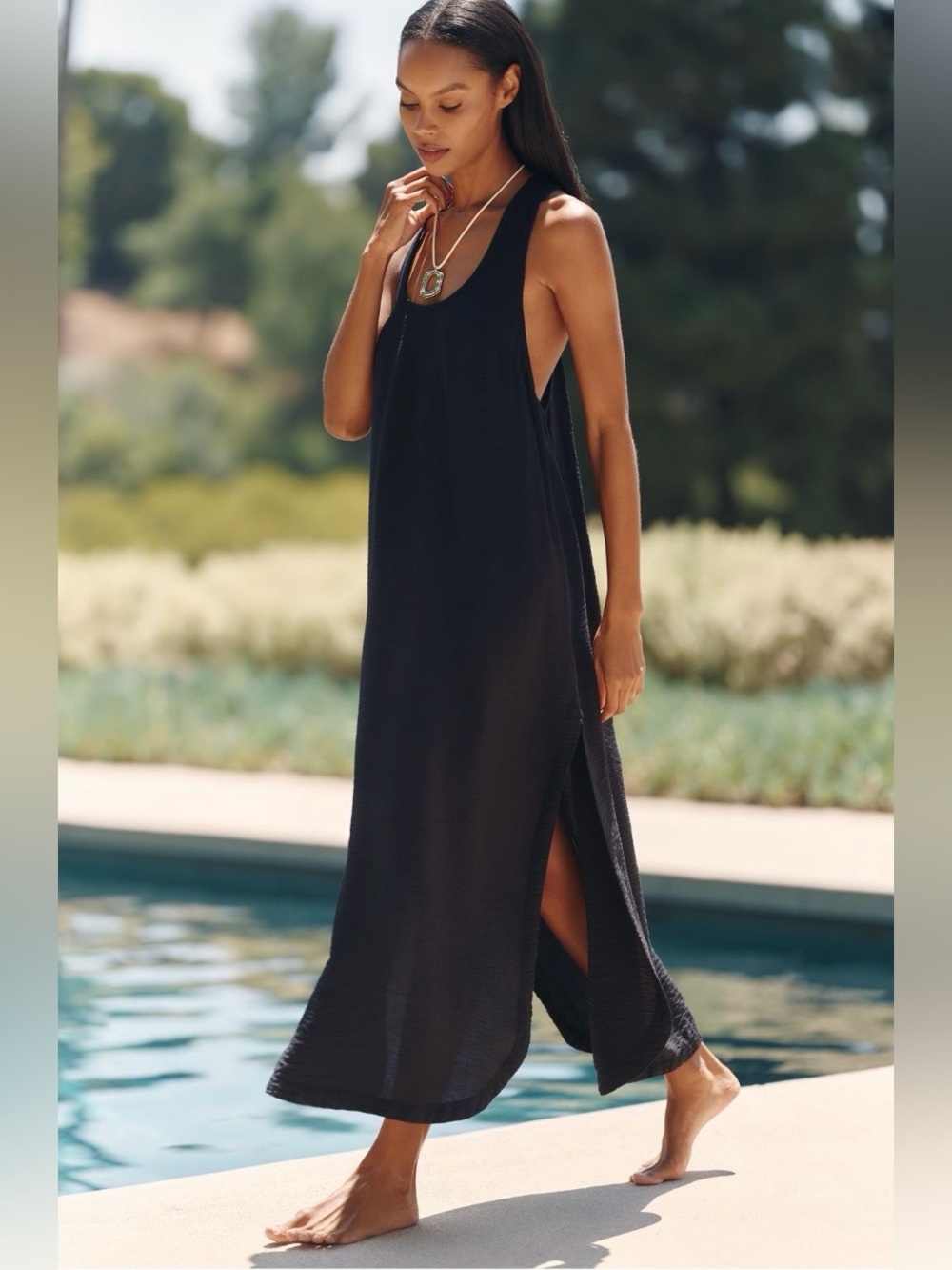 Anthropologie x Celandine V-Neck High-Slit Maxi Dress Size XS NWT